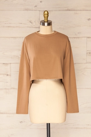 Pato Taupe | Long Sleeve Crop Top