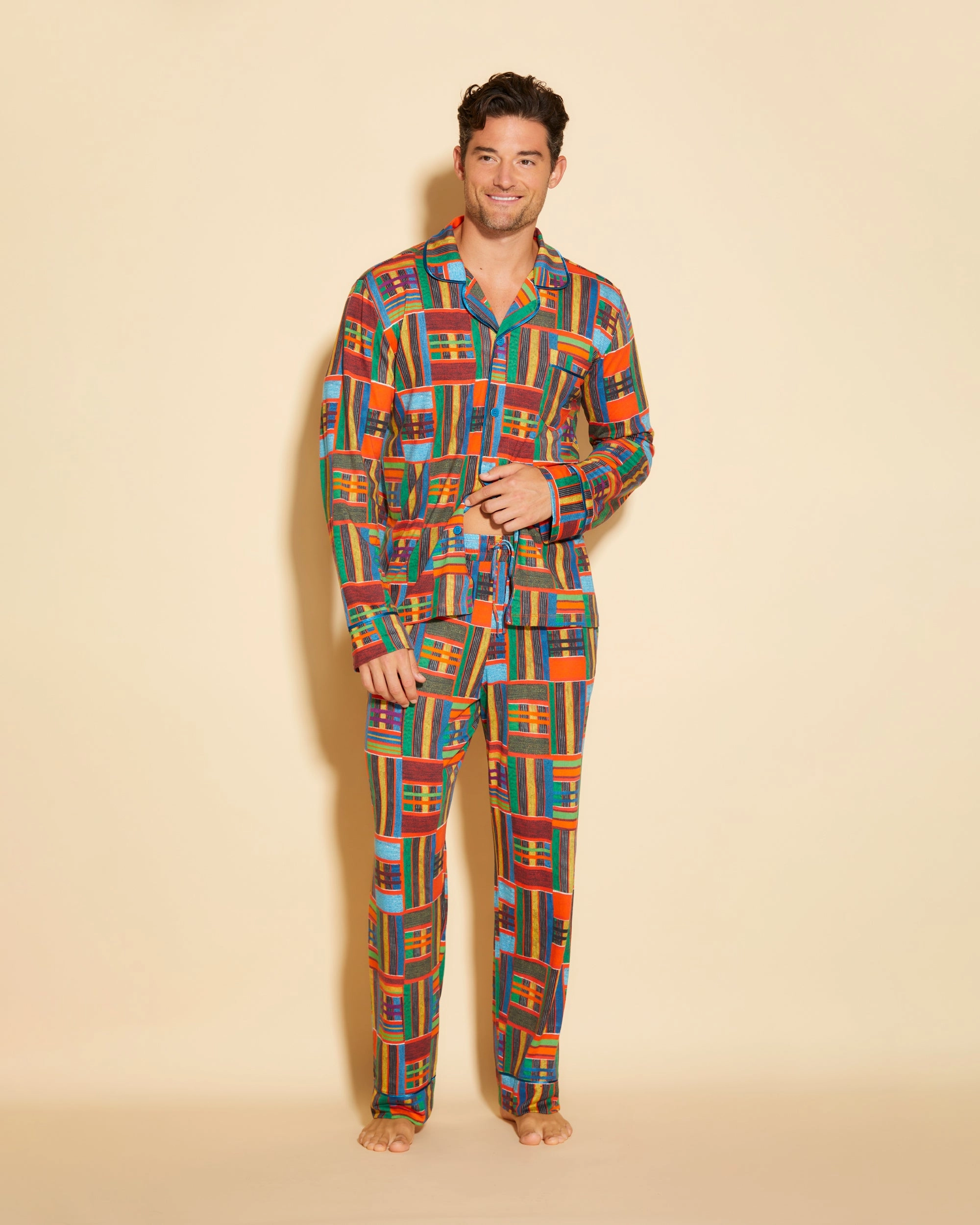 Pigiama Classico Da Uomo Con Top  Maniche Lunghe E Pantaloni