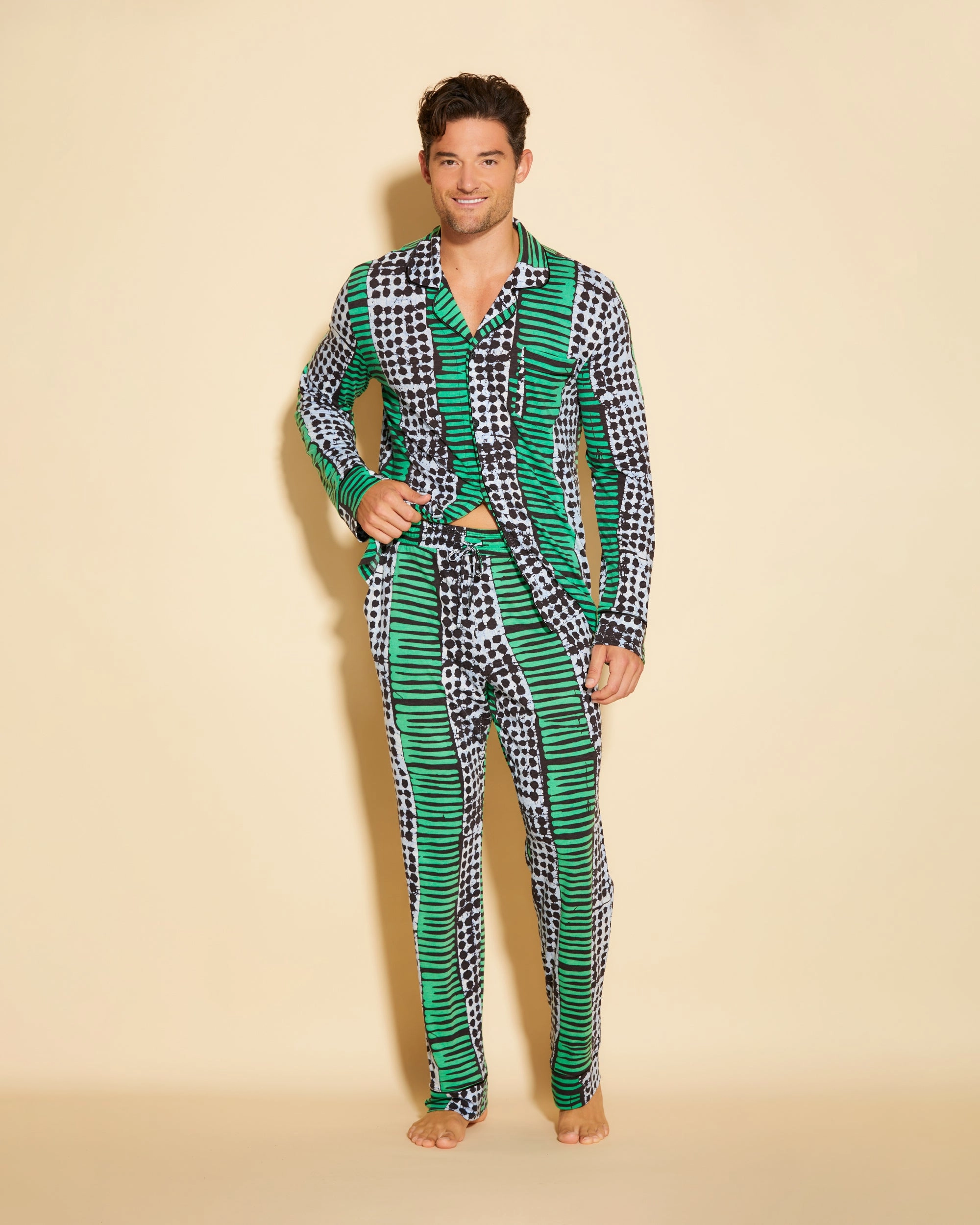 Pigiama Classico Da Uomo Con Top  Maniche Lunghe E Pantaloni