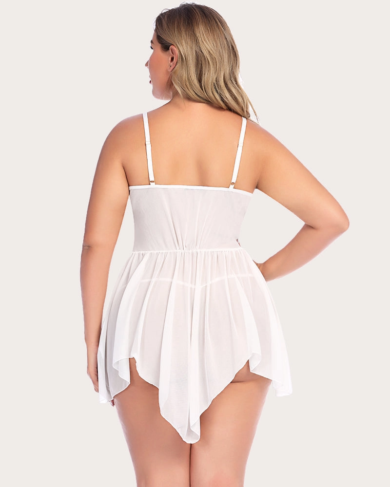 Plus Size Lace Irregular Babydoll (DE Only)