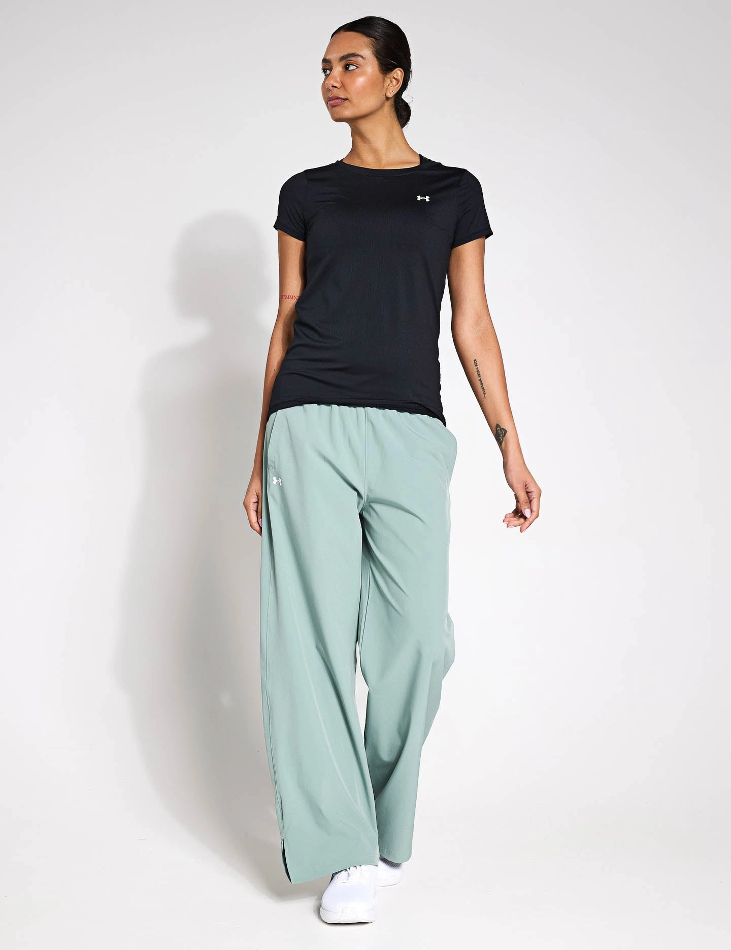 Rival Wide Leg Pants - Silica Green/White