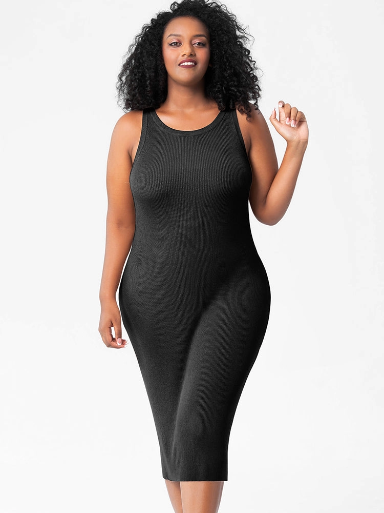 Round Neck Bottoming Skinny Long Wrap Skirt Dress