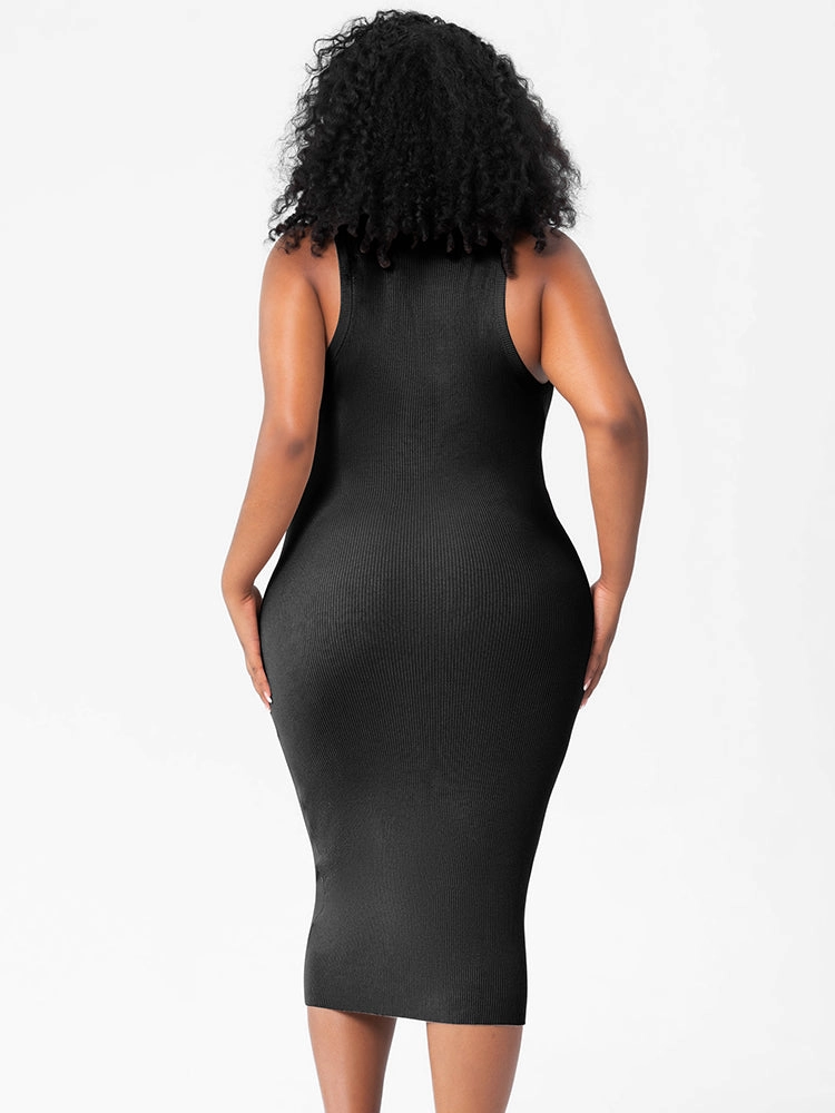 Round Neck Bottoming Skinny Long Wrap Skirt Dress