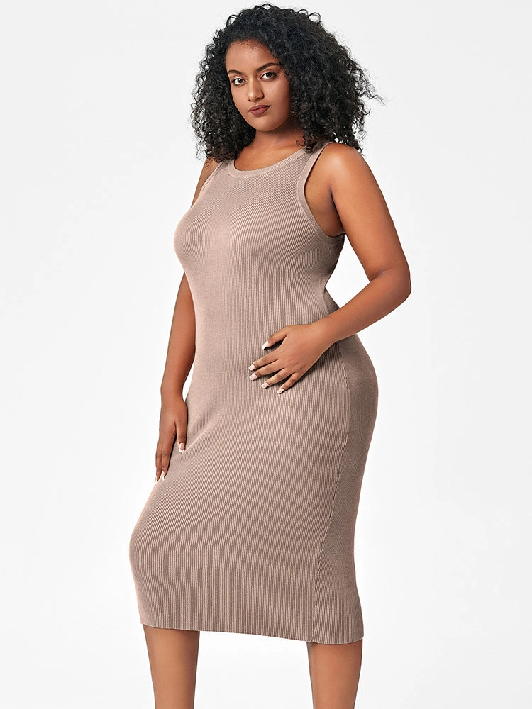 Round Neck Bottoming Skinny Long Wrap Skirt Dress