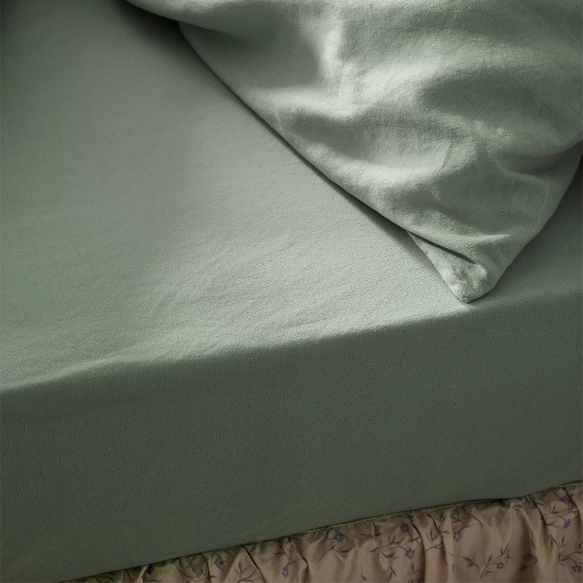 Sage Green 100% Linen Fitted Sheet