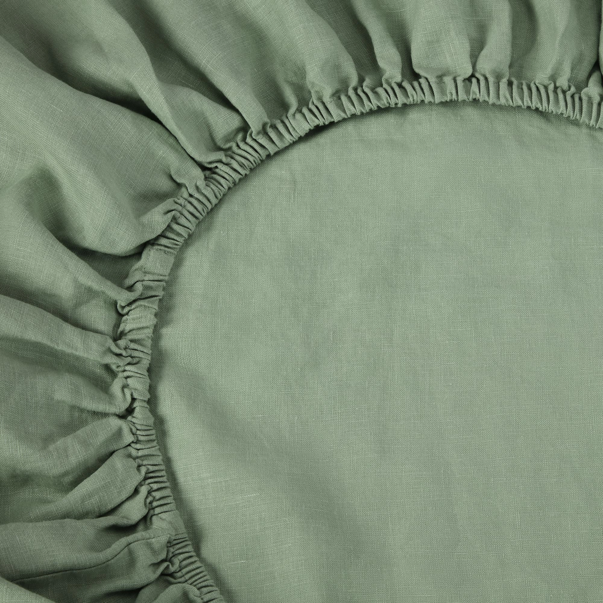 Sage Green 100% Linen Fitted Sheet