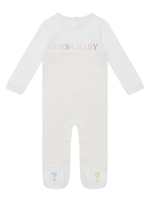 Salt White Coloured Logo Overall Onesie (0-12m)