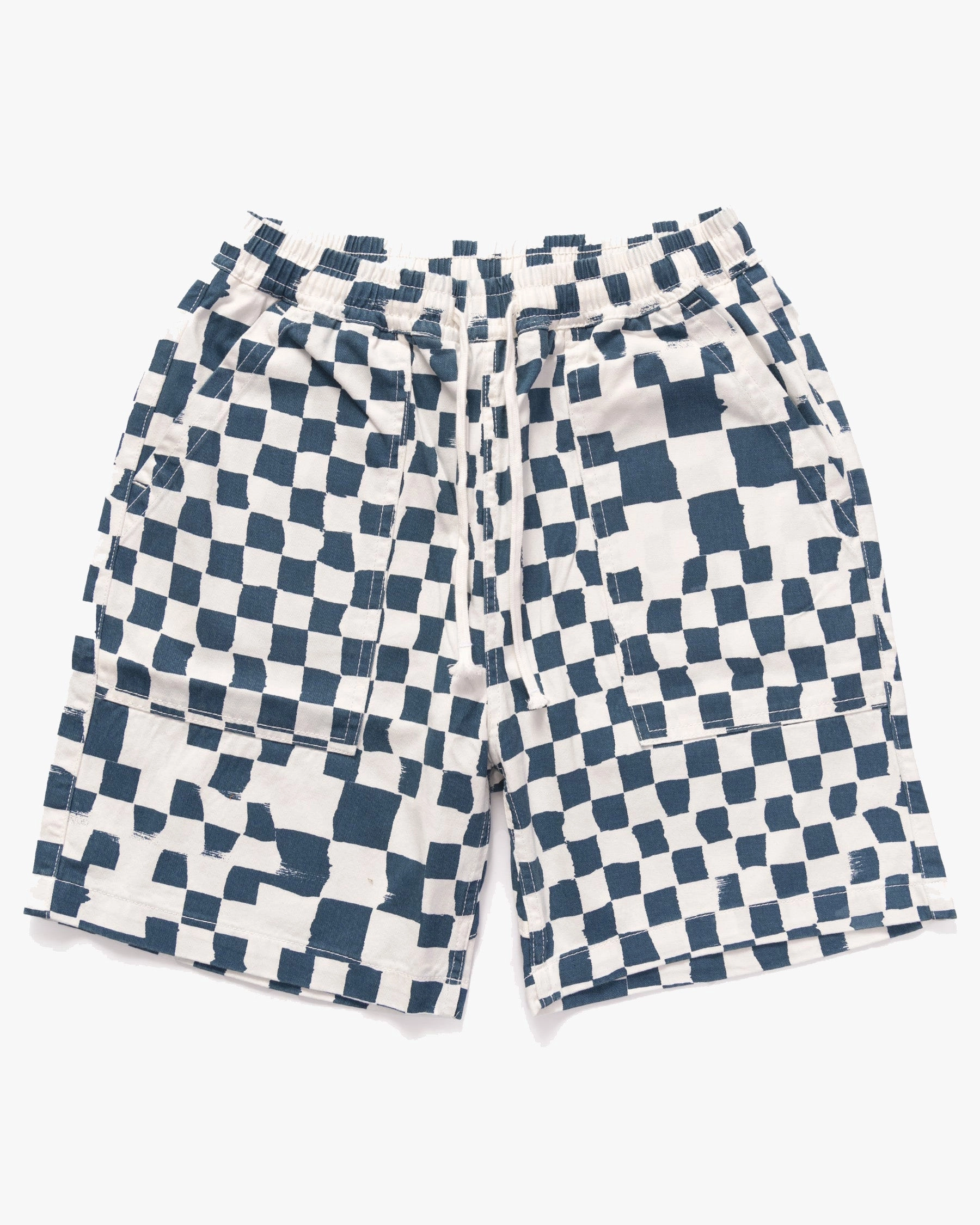 Service Works Drill Printed Chef Shorts - Teal Checker