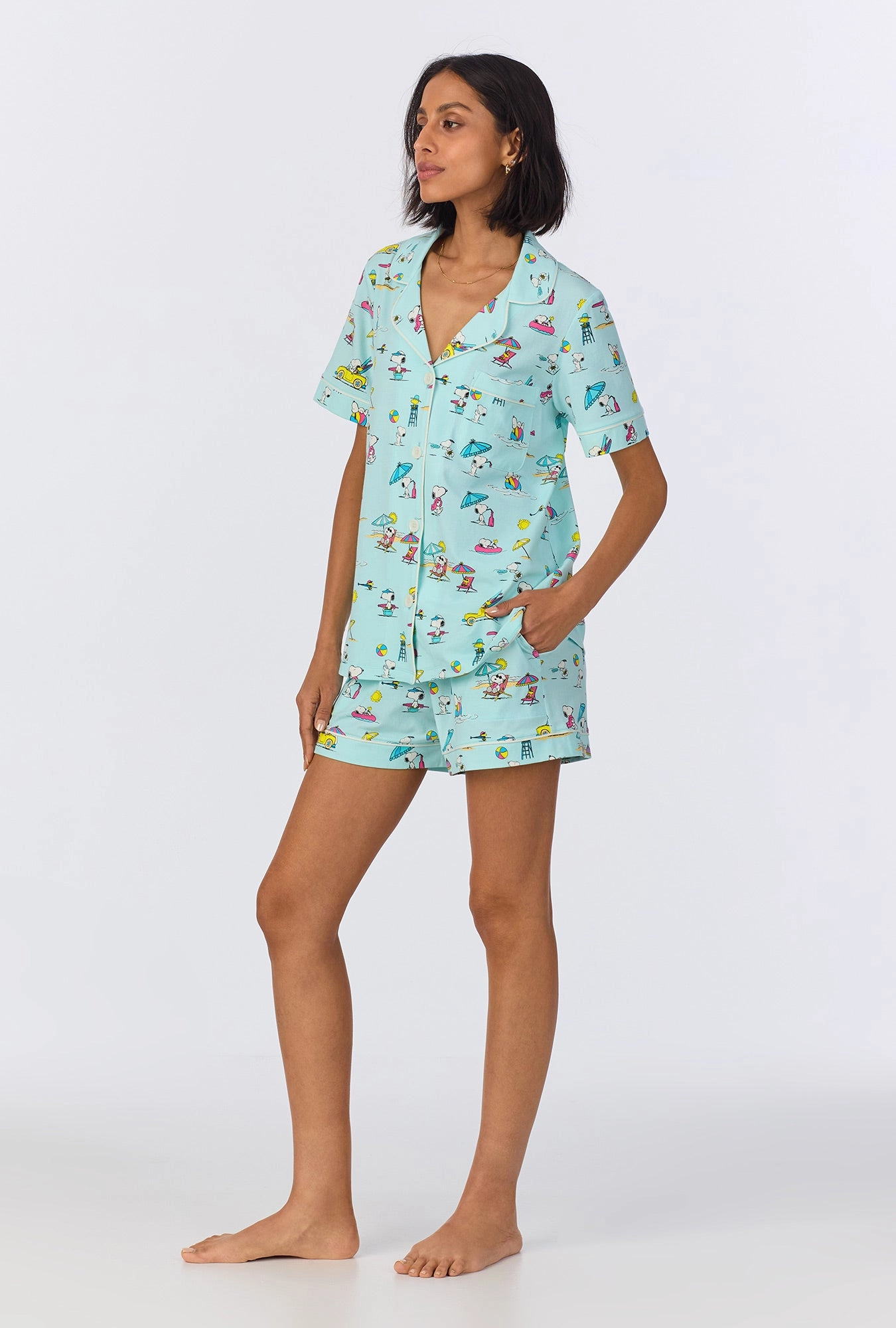 Surfside Snoopy®  Short Sleeve Classic Shorty Stretch Jersey PJ Set
