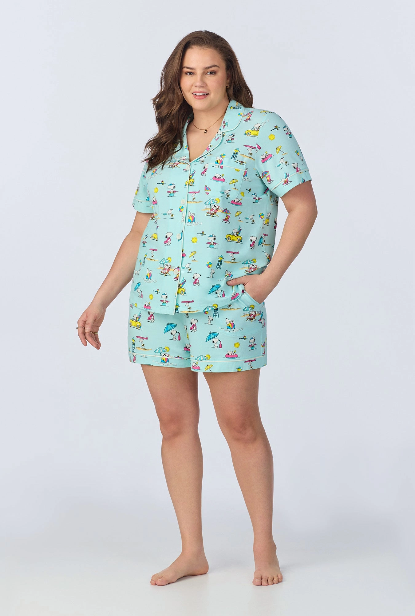 Surfside Snoopy®  Short Sleeve Classic Shorty Stretch Jersey PJ Set