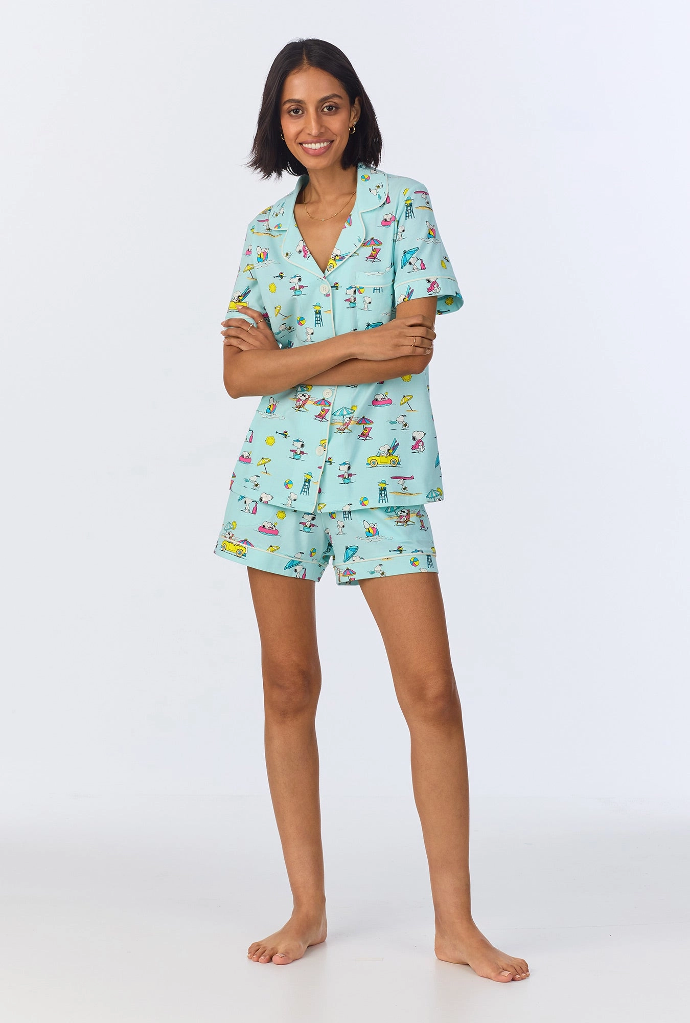 Surfside Snoopy®  Short Sleeve Classic Shorty Stretch Jersey PJ Set