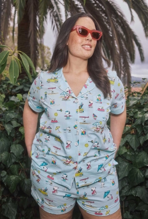 Surfside Snoopy®  Short Sleeve Classic Shorty Stretch Jersey PJ Set