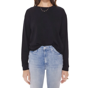 The Long Sleeve Slouchy Cut Off - Black