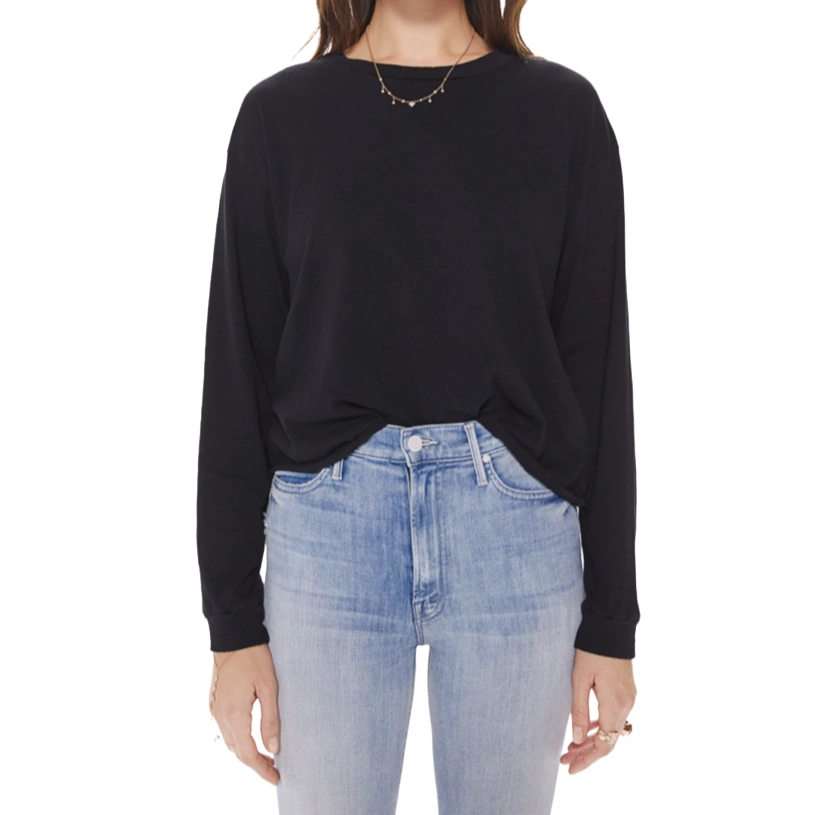 The Long Sleeve Slouchy Cut Off - Black