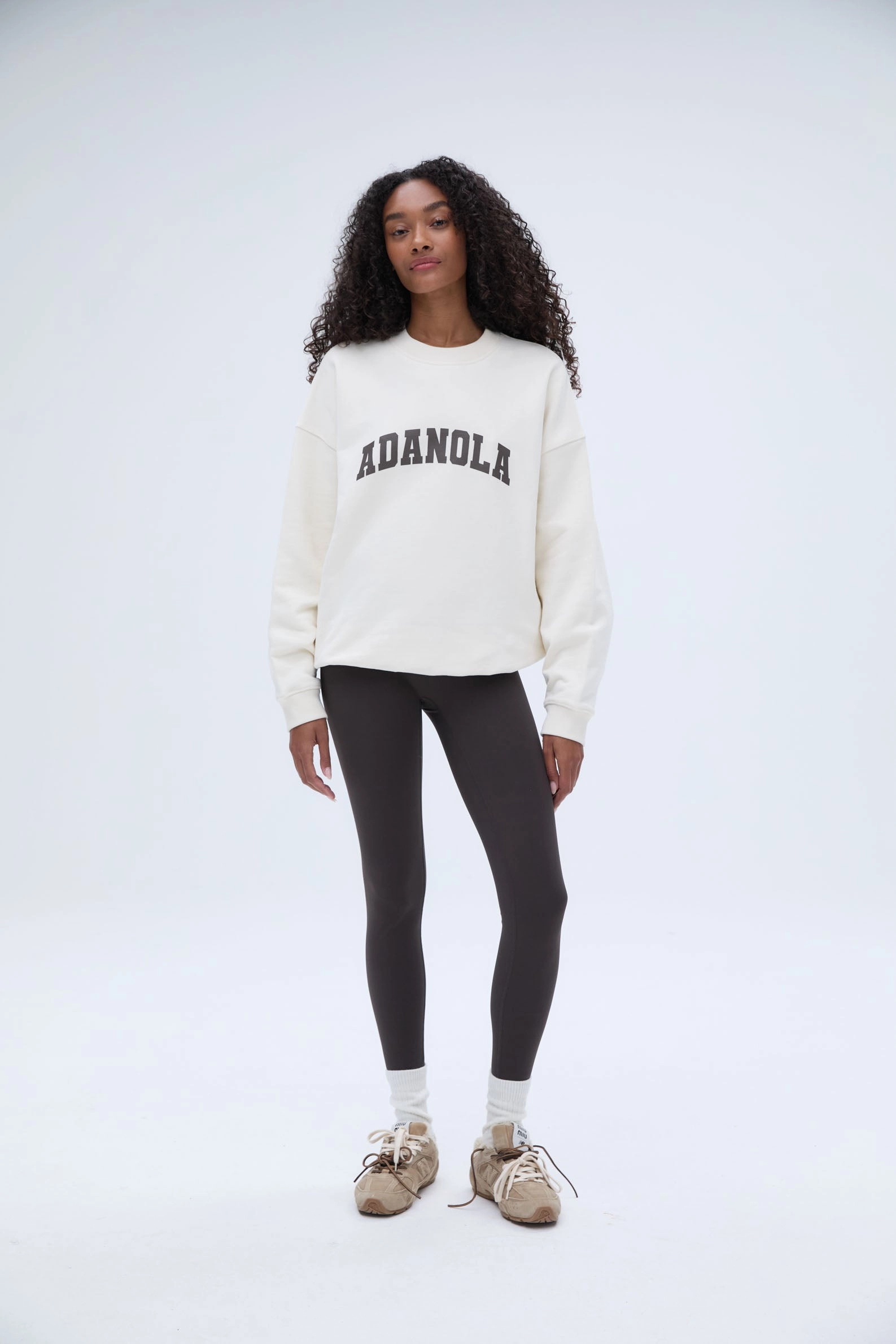 Varsity Oversized Sweatshirt - Marshmallow White/Coffee Bean