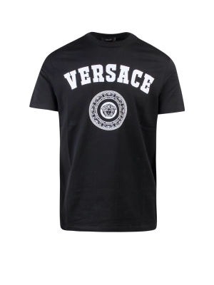 Versace Logo Printed Crewneck T-Shirt