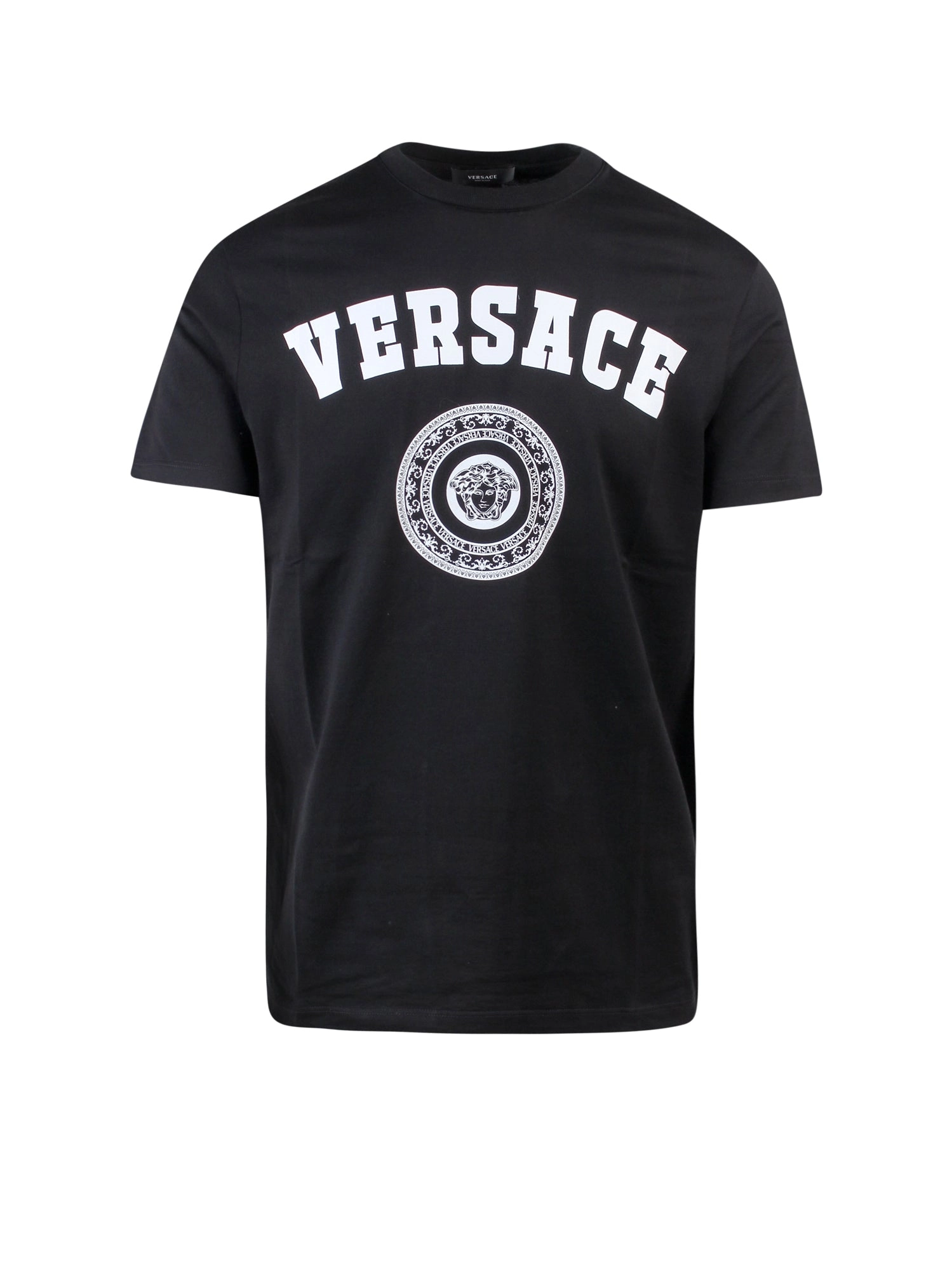Versace Logo Printed Crewneck T-Shirt