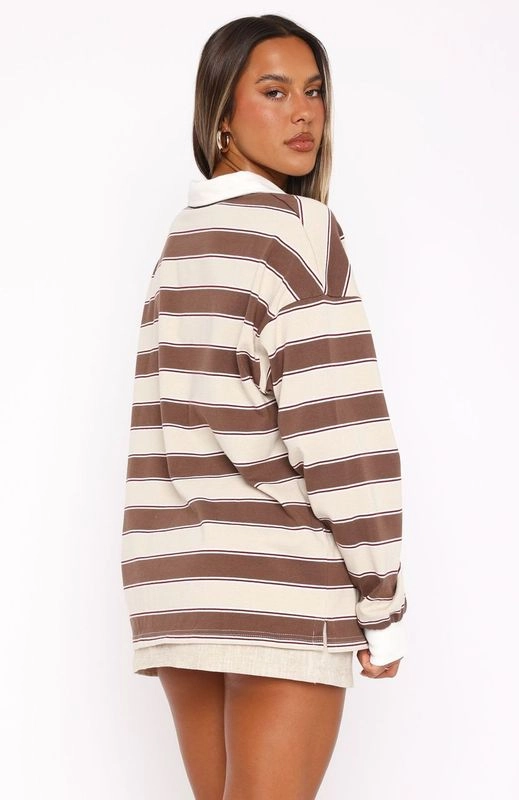 Whatever You Want Long Sleeve Rugby Shirt Neutral Stripe
