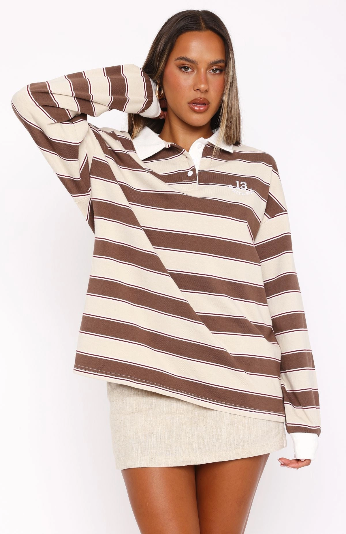 Whatever You Want Long Sleeve Rugby Shirt Neutral Stripe