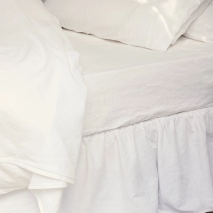 White 100% Linen Fitted Sheet