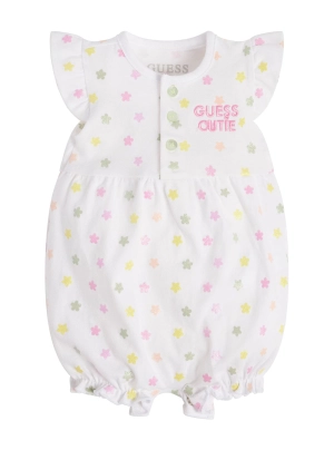 White Glitter Flower Onesie (0-9M)