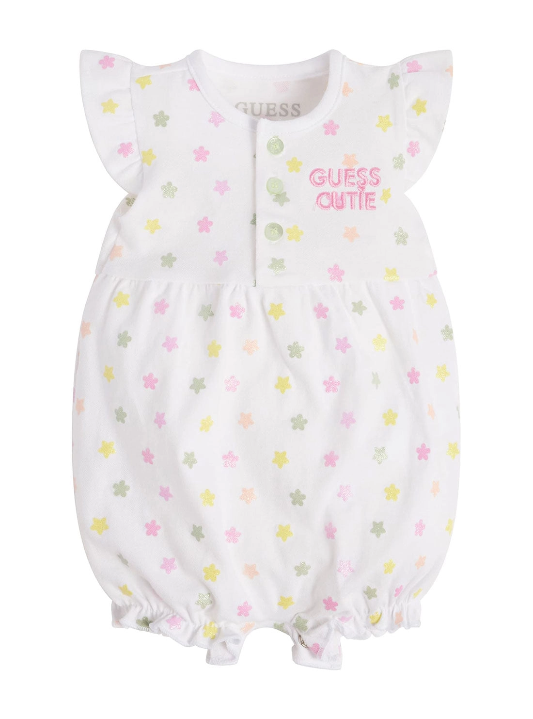 White Glitter Flower Onesie (0-9M)