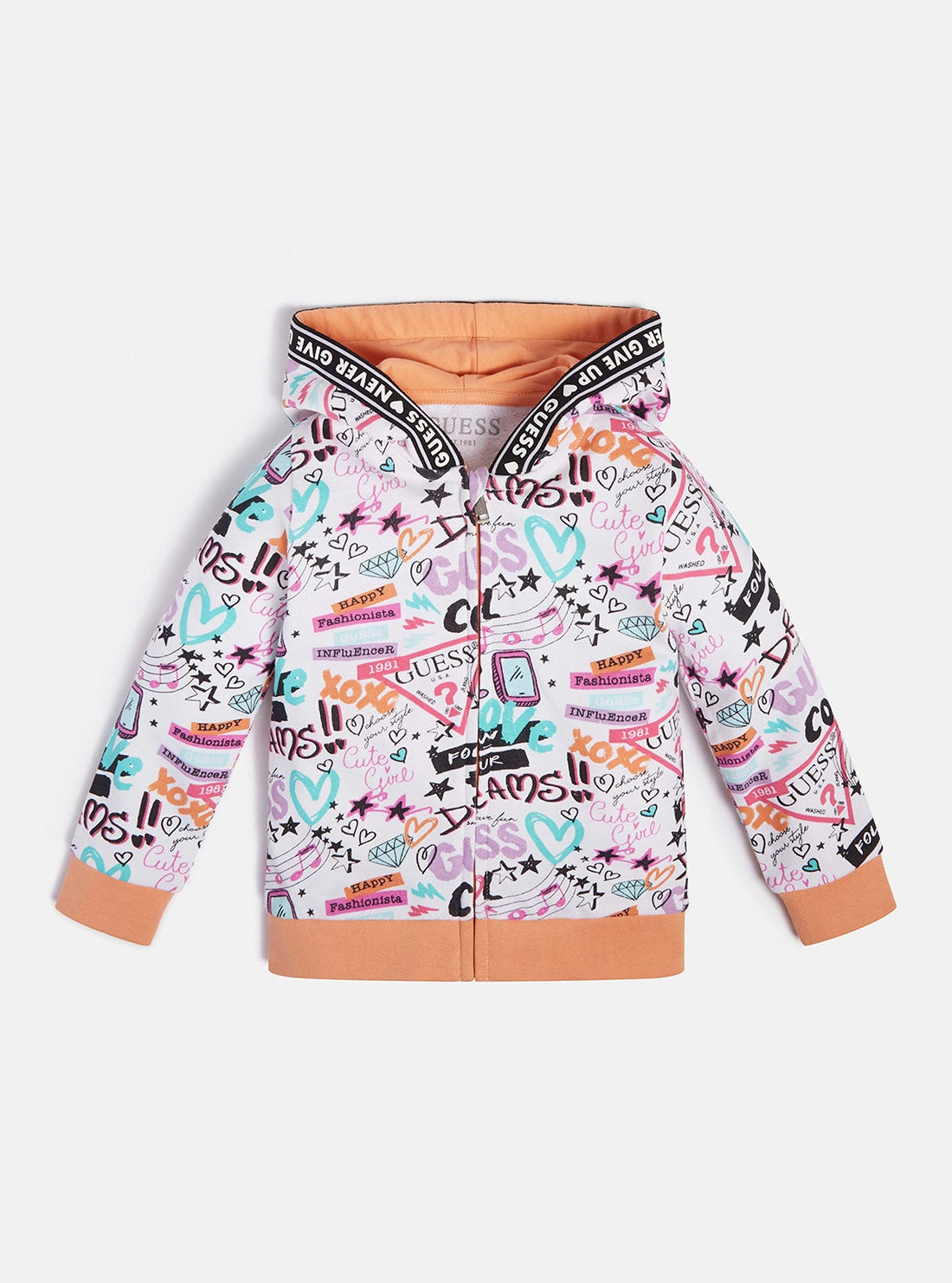 White Graffiti Print Active Jacket (2-7)