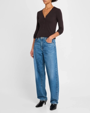 WS25JKT007espr FRAME The Satin Trim Henley
