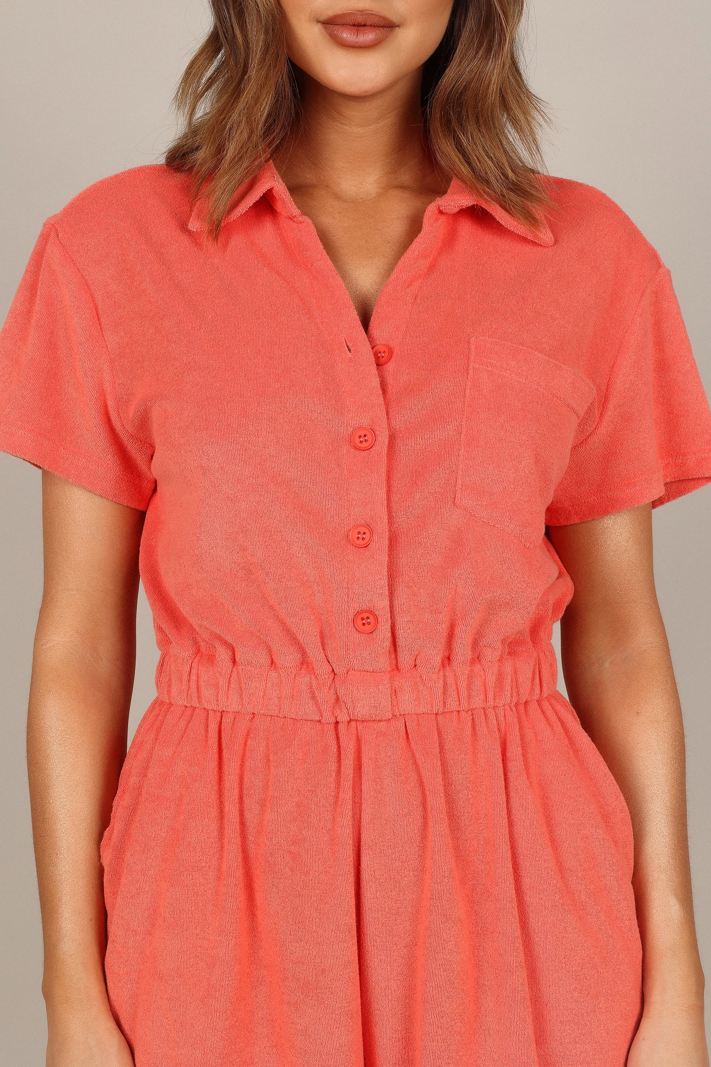 Zoey Terry Playsuit - Coral
